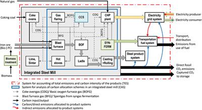 Carbon Allocation in Multi-Product Steel Mills That Co‐process Biogenic and Fossil Feedstocks and Adopt Carbon Capture Utilization and Storage Technologies